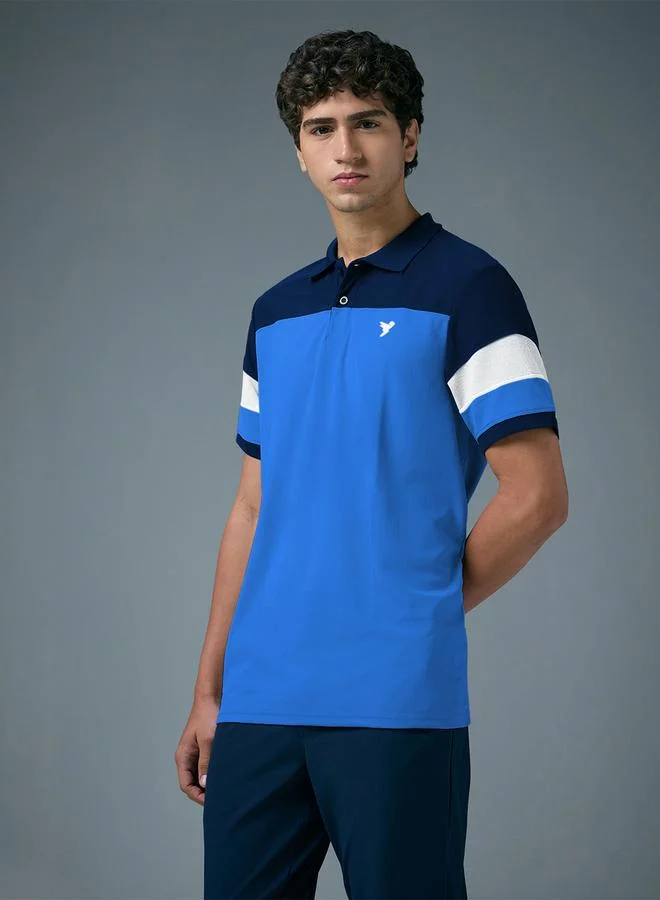 Technosport Technosport Men Slim Fit Color Block Pique Polo